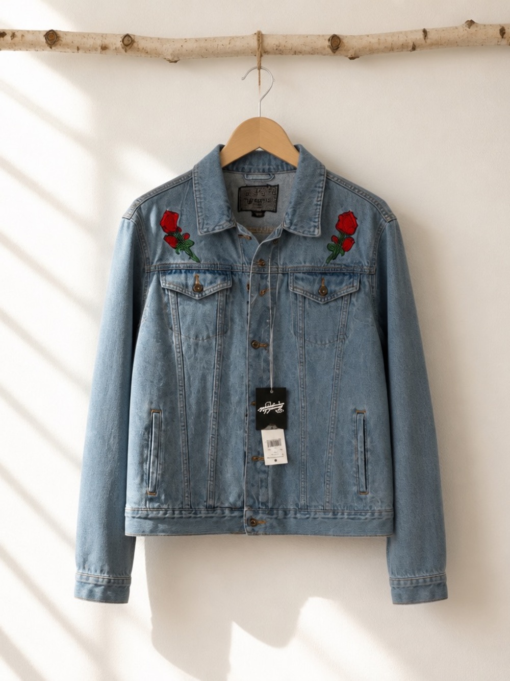 Brooklyn Cloth Light Blue Denim Jacket with Roses 🌹
